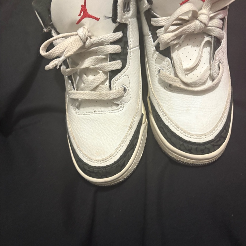 Jordan Kids White and Black Sneakers with Red Accents